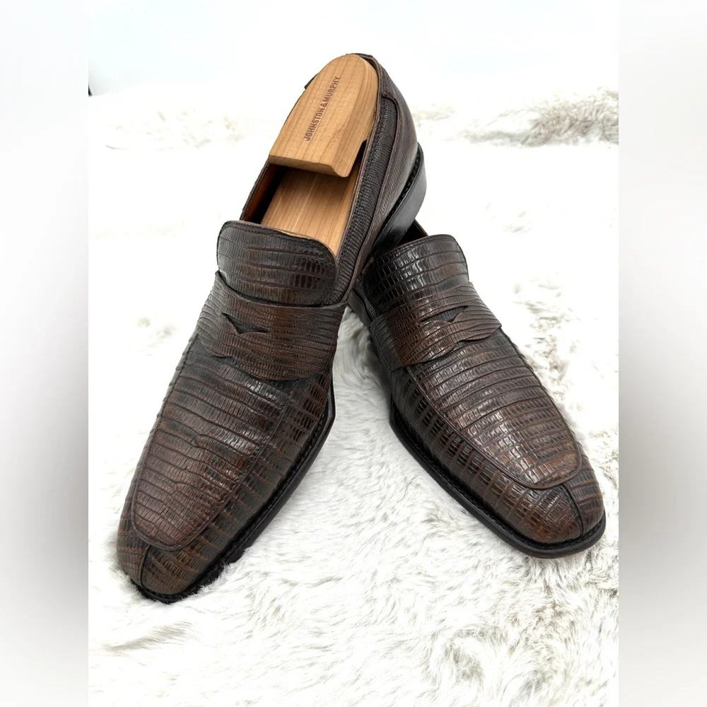 Salvatore ferragamo Lavorazione tramezza lizard Mens‎ loafers 11 D brown leather